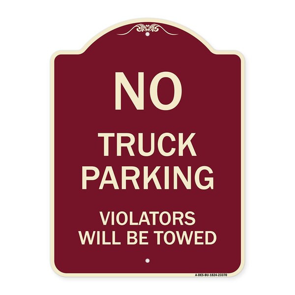Parking Restriction No Truck Parking Violators Towed Heavy-Gauge Alum Sign, 24" x 18", BU-1824-23370